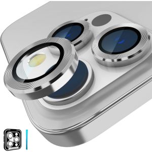 Kal-Caméra Arrière Protecteur Compatible Avec Iphone 14 Pro And Iphone 14 Pro Max, [Alliage D'aluminium], Couverture Complet & 9h Dureté Film Protection Lentille, Argenté - Neuf