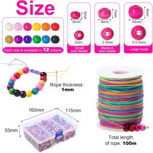 Tianyi-1750pièces Perles Bois Colorées Enfants, Perles En Bois Avec Elastique Couleur Couture, Bijoux En Perles Bois Pour Bricolage Bracelets Bijoux Artisanat - Neuf