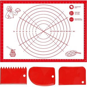 AYUHR-Tapis à Pâtisserie en Silicone Antidérapant avec Mesures, 70×50 cm Tapis Patisserie Grande, Tapis de Cuisson Silicone avec 3 Grattoirs, Tapis de Pétrissage pour Biscuits, Pâte à Pizza, Pain, Fo - Neuf