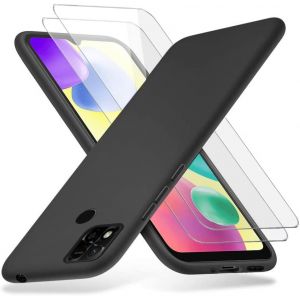 Pack 2 Pièces Pour Xiaomi Redmi 10a - Coque Souple Tpu Noire Ultra-Fine + Verre Trempé 9h Anti-Rayures Avec Bords Relevés - Neuf