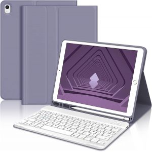 Coque Clavier Pour Ipad 10.2"", Ipad 9Eme/8Eme/7Eme Generation 2021/2020/2019, Ipad Air 3 2019, Azerty Clavier Bluetooth Sans Fil Détachable Pour Ipad 10.2"", Violet - Neuf
