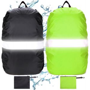 ERYI-2 Pièces Housse De Sac À Dos Anti-Poussière, Housse Sac À Dos Imperméable Réfléchissante, Anti-Pluie Housse De Protection Pour Camping Randonnée Trekking Cyclisme, M 40L-50L - Neuf