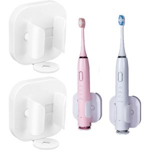 Porte-brosse à dents mural, porte-brosse à dents électrique, 2 pièces, support adhésif pour brosse à dents électrique, organiseur pour brosse à dents (blanc) - Neuf