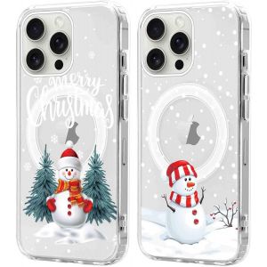 SJZG-2 Pi&egrave;ces No&euml;l Coque Magn&eacute;tique Pour Iphone 16 Pro Max 6,9'', Etui En Motif Dessin Cadeau De No&euml;l Compatible Avec Magsafe, Housse Christmas Silicone Cover Pour Iphone 16 Pro Max, Sapin De No&euml;l - Neuf
