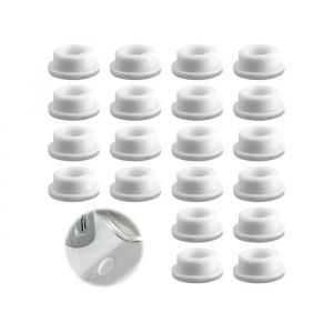 Bouchons de trop-plein en caoutchouc pour &eacute;vier lavabo baignoire lot de 20 pi&egrave;ces blanc universels et anti-odeur - Neuf