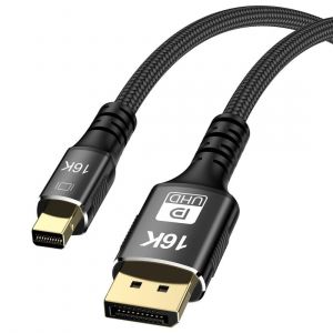 CHECARZHN--NO1-Câble Displayport 16 K, Displayport 2.1 Vers Mini Displayport Plaqué Or Prend En Charge 16K @ 30 Hz, 8K @ 120 Hz, 4K @ 240 Hz 40/80 Gbit/S Pour 4090 7900 Graphiques/Pc/Tv/Moniteur 2 M - Neuf