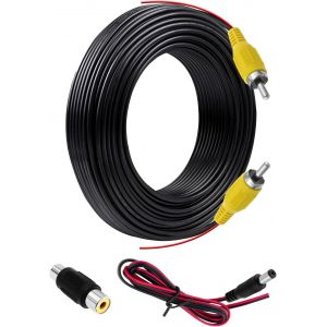 KALANKA-6M Cable Camera de Recul Double Blindage Amélioré pour Connecter Un Moniteur et Caméra de Recul, Vidéo Cable Rallonge Male Male avec 1 Adaptateur RCA Femelle Femelle et 1M d'alimentation DC E - Neuf