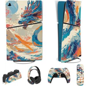 Eryi-Autocollant Protection Pour Ps5 Slim Console Accessoires,Sticker Skin Pour Ps5 Manette & Télécommande & Casque & Station De Charge,Digital Edition-Dragon Elysium - Neuf