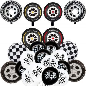 Formula 1 Party Decorations - Racing Decoration Balloons - Large Wheels And Car Hubs - Perfect For Birthdays, Races, Clubs And More - Neuf