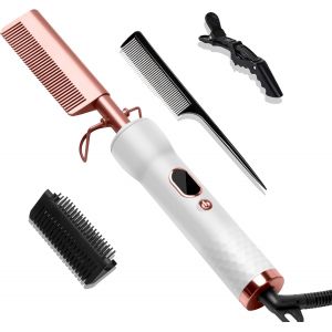 Peigne Chauffant, Peigne Afro Brosse Chauffante Peigne Electrique, Peigne Cheveux Homme 120-230¿, Peigne Cheveux Brosse Lissante Cheveux Crepus, Peigne Lissant Pour Cheveux Court Longs - Neuf
