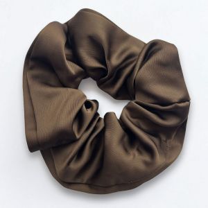 Chouchou Classique Pour Cheveux En Soie Unie Minimaliste Chocolat - Neuf