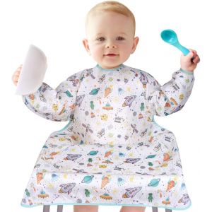 Bavoirs D'alimentation Pour B&eacute;b&eacute;,Bavoir Manches Longues Bebe Bavoir Tpu Imperm&eacute;able Se Fixe &Agrave; Votre Chaise Haute Chaises Hautes Pour Mess-6 Mois &Agrave; 3 Ans - Neuf