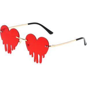 Lunettes de soleil vintage tendance et amusantes - En métal - Sans monture - Pour homme et femme - Style punk - Neuf