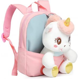 CHECARZHN--NO1-Licorne Sac À Dos Pour Enfant Filles, Mini Sac À Dos En Peluche Détachable Pour L'École Maternelle, Sac École Licorne Cadeaux Pour Enfant Et Les Filles - Neuf