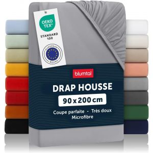 Drap Housse, Draps En Microfibre &Eacute;quip&eacute;e 90 X 200 X 30 Cm - 1er-Set Gris - Neuf