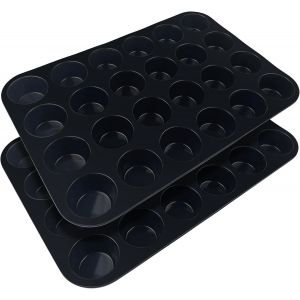 Jexnovashop-Lot De 2 Mini Moules En Silicone Réutilisables Pour Cupcakes Et Brownies, 33 X 22 X 2,5 Cm, Noir - Neuf