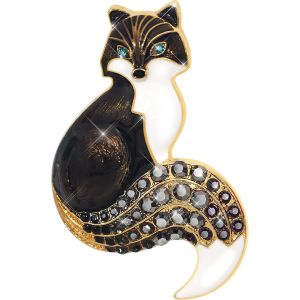 Kjdal-Broche En Cristal Animal Broche Renard Femme Homme Fête Nouvel An Cadeau Écharpe Boutonnée Broche Cartable Noir - Neuf