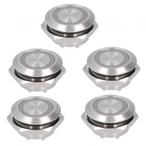 XYONG Lot de 5 interrupteurs a bouton-poussoir momentanes en metal, reinitialisation automatique, ultra-minces, etanches, avec LED 19 mm, AC 220 V, vert - Neuf
