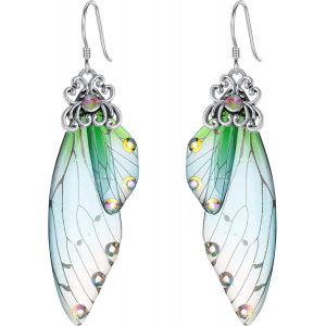 Kal-Boucles D'oreilles Suspendues Papillon Ailes Goutte Cristal Libellule Insecte Quotidien Été Pour Femme Multicolor - Neuf