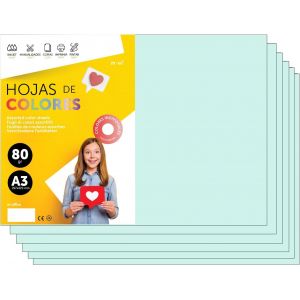 PATQ-Papier A3 Couleur - Feuilles A3 80g Pour Imprimante Jet d'Encre et Laser, Ramette Papier Pour Loisirs Cr¿¿atifs, Bricolage et D¿¿coration M-office (50 feuilles, Bleu Clair) - Neuf