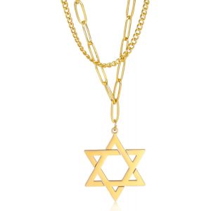 Tianyi-&Eacute;toile De David Pendentif Collier Juif Magen Amulette Colliers En Acier Inoxydable Bijoux Vintage - Neuf