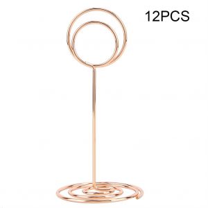 HJLIAN Lot de 12 pinces a numero de table en forme de double cercle, support pour carte de visite, trombone (or rose) - Neuf
