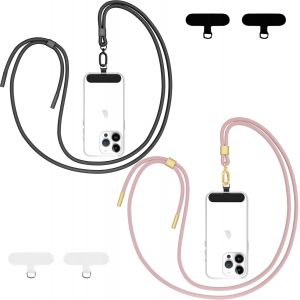 MDY-Cordon Telephone Portable- Lot de 2,Élégante et Durable,Tour de Cou Telephone Portable Universelle Compatible avec la Plupart des Coques pour Smartphone Noir Or Rose - Neuf