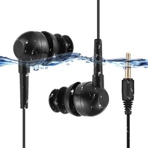 KAL-Ecouteurs Etanche 3.5Mm Ipx8 Intra-Auriculaires, Casque De Natation Audio Stéréo Compatible Avec Mp3 Étanche S07/S19/Téléphone/Ipad Etc. Fil Ressort 16-35Cm Et Fil D'Extension Inclus - Neuf