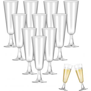 Mevronisshop-25 Pcs Fl&ucirc;te Champagne Plastique R&eacute;utilisable, Coupe Champagne Plastique 160 Ml, Petit Verre Champagne Transparente, Fl&ucirc;tes &Agrave; Mimosa Avec Pied, Pour R&eacute;ceptions Mariages F&ecirc;tes Pique-Nique - Neuf