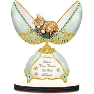 Oayew-Diy Objets De D&eacute;coration Statues D&eacute;coratives Diamond Painting Animaux Anime Point De Croix Diamant Chouette Cadeaux D'anniversaire Pour Les Enfants/Amis/Famille - Chaton En Fleur - Neuf