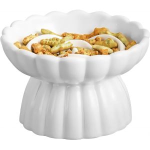 Kalanka-Gamelle Anti Glouton Chat C&eacute;ramique Sur&eacute;lev&eacute;e, Gamelle Surelevee Pour Chat, 14 * 8 Cm Bol Incline Anti Vomissement Pour Alimentation Lente (Blanc) - Neuf