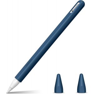 Eryi-Étui Compatible Avec Pencil (2ème Génération), Coque De Protection Pochette En Silicone Souple Léger Avec 2 Couvercles De Pointe Pour Stylo Ipad Pro 11/12.9 Ipad Air 4, Bleu - Neuf