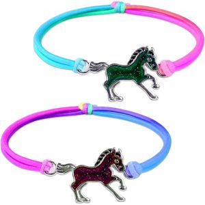 Eryi-Bracelets D'humeur Pour Enfants, Bracelet D'ambiance Change De Couleur Pour Fille Avec Pendentif Cheval, Bracelet De Cheval De Couleur Arc-En-Ciel, Pour Cadeau Anniversaire De Fête - Neuf