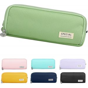 Trousse scolaire grande capacité avec 3 compartiments, trousse scolaire pour filles, garçons et femmes, trousse de maquillage, organisateur, cadeau (vert) - Neuf