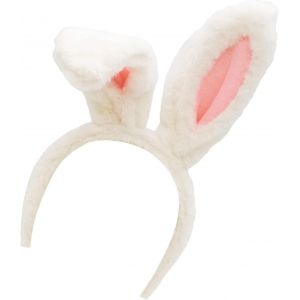 Bandeau Avec Oreilles De Lapin - Blanc Et Rose - Accessoires De Déguisement - Neuf