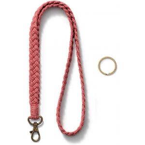 KAL-Porte-Cl&eacute;s Long Noir, Porte-Cl&eacute;s &Agrave; Accrocher Autour Du Cou, Porte-Cl&eacute;s Long Tress&eacute; Pour Cartes D'Identit&eacute; Et Cl&eacute;s - Neuf