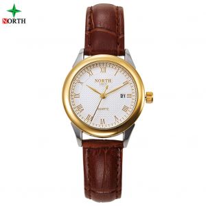 1 Paire/Ensemble De Montres-Bracelets Analogiques Rondes A Quartz Avec Bracelet En Cuir Pour Couple (Cadran Blanc Et Boitier Dore) - Neuf