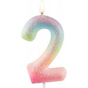 Eryi-Bougie Colorée À Paillettes Pour 2e Anniversaire, Numéro 2 Pour Fille Et Femme, Décorations De Fête À Thème Colorées À Paillettes, Cadeaux D'anniversaire - Neuf