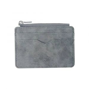 Portefeuille court en cuir mat pour cartes,porte-cartes r&eacute;tro multi-cartes avec tissu givr&eacute;,sac &agrave; fermeture &eacute;clair pour l'argent,nouveau sac &agrave; main minimaliste--grey - Neuf