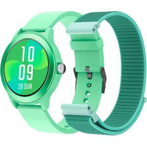 Smartee Duo Vivo - Smartwatch Montre Intelligente De Couleur Turquoise Avec Bracelet Interchangeable, Cadran Rond Haute D&eacute;finition 1. 27, Appels Bluetooth, 8 Jours De Batteri[Mon8300524] - Neuf