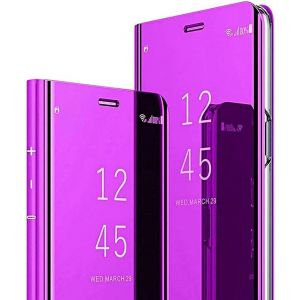 Kal-Coque Pour Honor 200 Pro 5g, Élégant Mirror Smart View Standing Flip Etanche Ultra Mince Antichoc Anti-Rayures Coque Etui Housse - Violet - Neuf