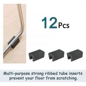 12pcs Chaise Jambe Glisse Rond Tube Fin Tube Pied Table Fauteuil Pad Meubles Forme Rectangle Noirconvient Pour Tube De 8mm - Neuf