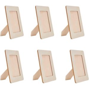Fchhk-6 Pièces 19x14 Cm Cadre Photo En Bois Rectangulaire Cadres Photo En Bois Massif Brut Cadre Photo Créatif Pour Dessin Pour Enfants, Projet De Dessin Diy, Affichage De Table - Neuf