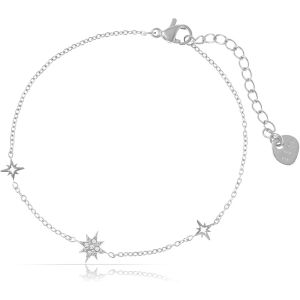Eryi-Bracelet Filigrane Pour Femme Or Ou Argent Avec Pendentif Étoile Bracelet Pour Femme Avec Pierres Précieuses En Acier Inoxydable Chirurgical 16 + 3 Cm Hypoallergénique Bijou Étanche - Neuf