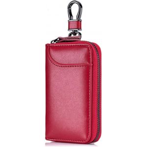 Loc-Etui Porte-Clé Cuir,Etuis Porte-Clés De Voiture,Housse De Protection Clé De Voiture,Porte-Clés Avec Crochet En Métal Et Fermeture Éclair,Pochette Porte Cles Avec 6 Crochets - Neuf