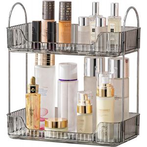 Organisateur Maquillage, Rangement Maquillage, Organisateur de Cosmétiques, Présentoir Cosmétique, Organisateur de Parfum (Ambre, 3 Couches) - Neuf