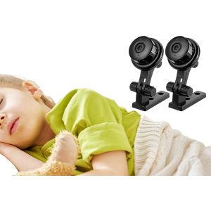 Lot de 2 cam&eacute;ras de s&eacute;curit&eacute; domestique WiFi avec vision nocturne, lecture audio et vid&eacute;o - Neuf