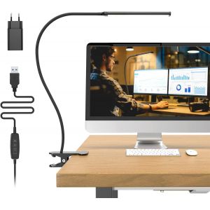 Lampe De Bureau 77 Led [Puissance D'&eacute;clairage Remarquable] 70cm Lampe Avec Pince, 3 Couleurs Et 10 Niveaux De Luminosit&eacute; Lampe De Lecture 360 &deg; Flexible Avec Charger Usb - Neuf