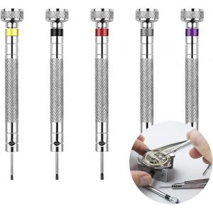 Kal-Kit Petit Tournevis Precision Pour Horlogerie/Lunettes, Ouvre Boitier Montre, Kit Outil Montre Pour Remplacement Pile Avec Phillips&flat&hex Tournevis, Lot De 5 Tournevis De Précision Pour Horlog - Neuf