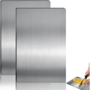 Kalanka-Lot De 2 Planches À Découper En Titane En Acier Inoxydable - 34 X 23 Cm - Planche À Découper En Titane Antibactérien - Planche À Découper En Titane Double Face (34 X 23 Cm X 2) - Neuf